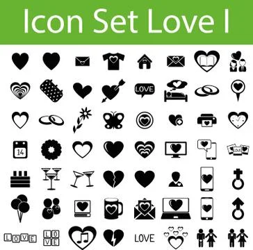 Icon Set Love I Stock Illustration