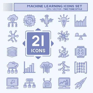 Icon Set Machine Learning. related to Machine Learning symbol. two tone sty.. Stock Illustration