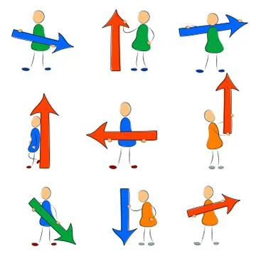 Icon set man with arrow Stock Illustration