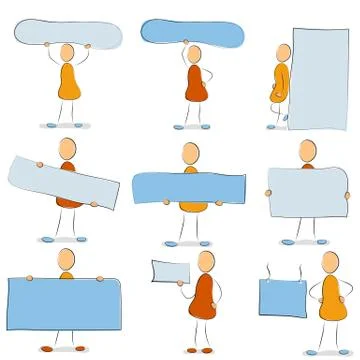 Icon set - man with a sign Stock Illustration