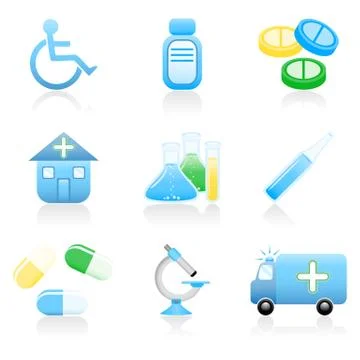 Icon Set Medicine Stock Illustration