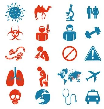 Icon set of Mers virus Stock Illustration