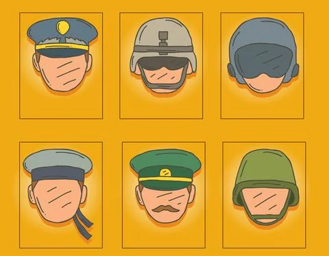 Icon set of military professionsArmed Forces Illustrazione stock