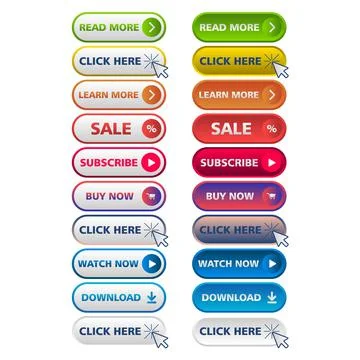 Icon set multi colored button in flat style. Stock Illustration