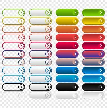 Icon set multi colored button in flat style. Stock Illustration