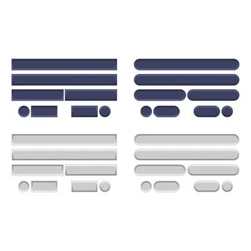 Icon set multi colored button in flat style. Illustrazione stock