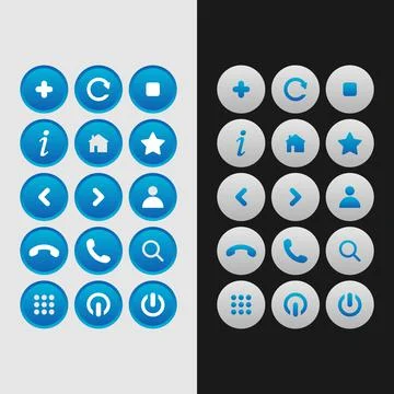 Icon set multi colored button in flat style. Stock Illustration