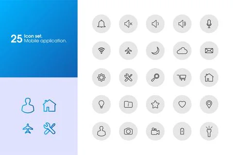 Icon set multi colored button in flat style. Stock Illustration