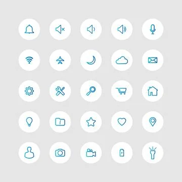 Icon set multi colored button in flat style. 스톡 일러스트