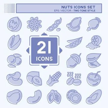 Icon Set Nuts. suitable for Nuts symbol. two tone style. simple design editab Stock Illustration