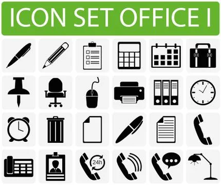 Icon Set Office I Illustrazione stock
