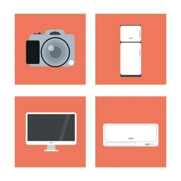 Icon set over frames. Technology and Internet design. Vector gra Stock Illustration