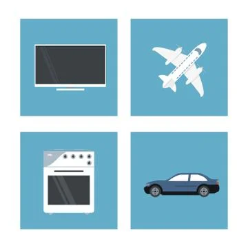 Icon set over frames. Technology and Internet design. Vector gra 스톡 일러스트