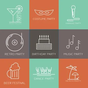 Icon set  of parties Ilustración de archivo