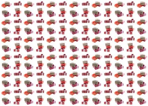 Icon set pattern christmas gift surprise box kraft paper red set assortment Illustrazione stock