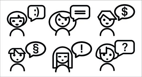 Icon set people with speech bubble Stock Illustration
