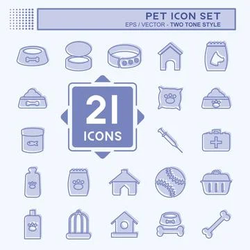 Icon Set Pet - Two Tone Style - Simple illustration,Editable stroke Stock Illustration