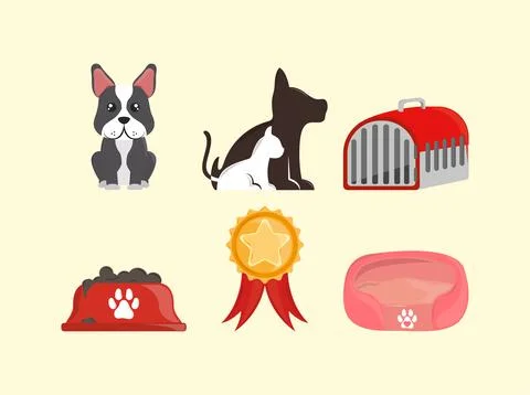 Icon set pets objects Stock Illustration