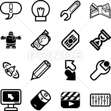 Icon set relating to computer applications Ilustraciones de archivo