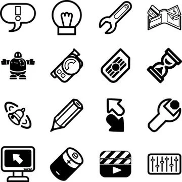 Icon set relating to computer applications 스톡 일러스트