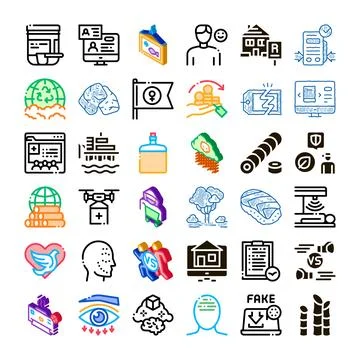 Icon set representing modern business and technology concepts Stock Illustration