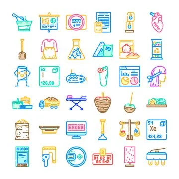 Icon set representing science, engineering, and various concepts Stock Illustration