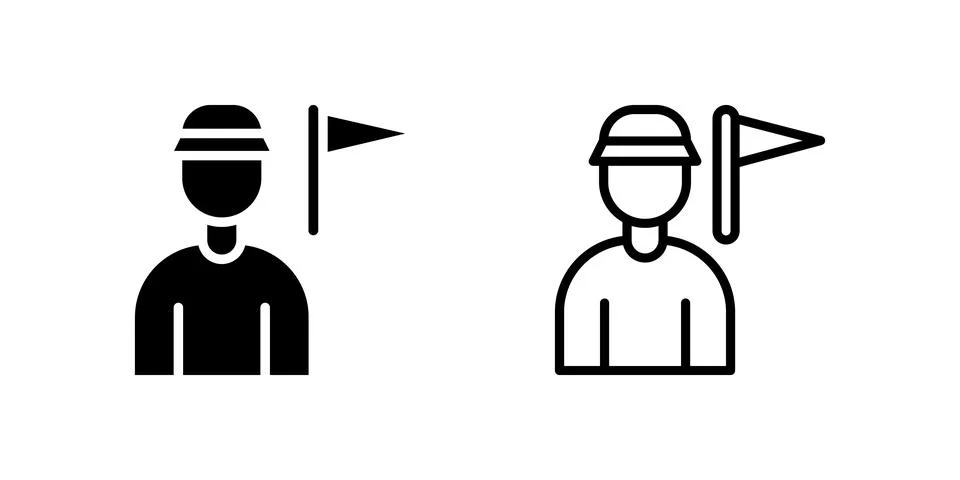 Icon set representing tour guide holding flag, perfect for travel groups Stock Illustration
