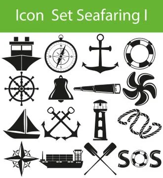 Icon Set Seafaring Illustrazione stock