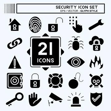 Icon Set Security. suitable for education symbol. glyph style. simple design  Illustrazione stock