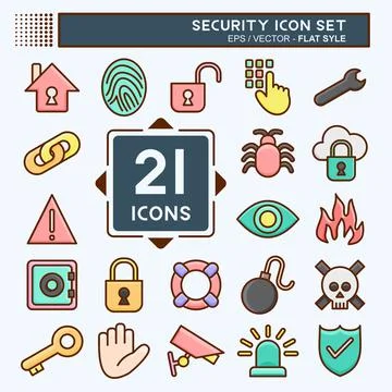 Icon Set Security. suitable for education symbol. flat style. simple design e Stock Illustration