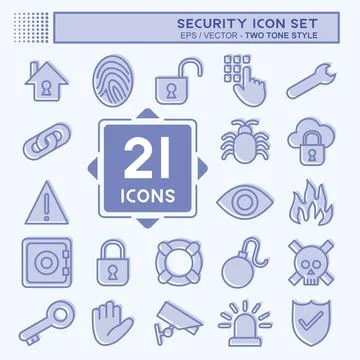 Icon Set Security. suitable for education symbol. two tone style. simple desi Stock Illustration