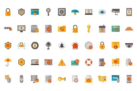 Icon set of security system vector design 库存插图