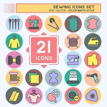 Icon Set Sewing. suitable for education symbol. color mate style. simple desi Stock Illustration