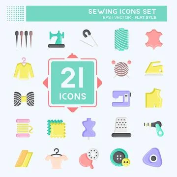 Icon Set Sewing. suitable for education symbol. flat style. simple design edi 스톡 일러스트