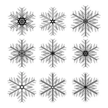 Icon set of snowflakes Stock Illustration