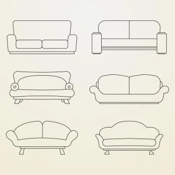 Icon set of Sofas. Illustrazione stock