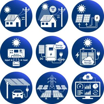 Icon set Solar cell Ilustração Stock