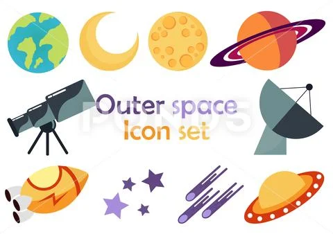 Icon set with space theme Illustrazione stock
