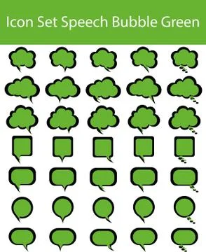Icon Set Speech Bubble Green Stock Illustration