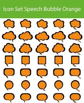Icon Set Speech Bubble Orange Stock Illustration