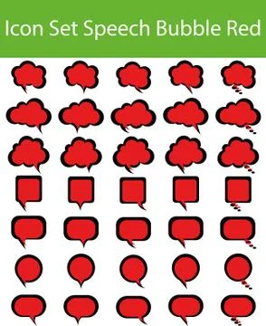 Icon Set Speech Bubble Red Illustrazione stock