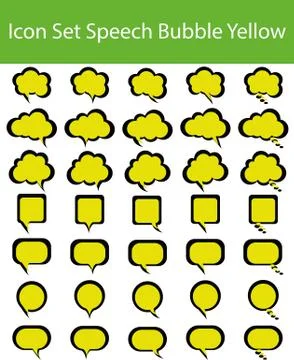 Icon Set Speech Bubble Yellow Stock Illustration