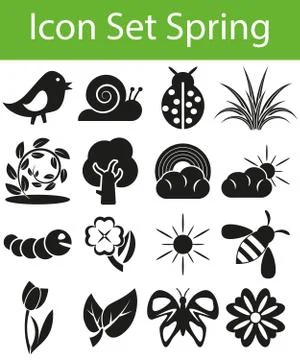 Icon Set Spring Stock Illustration