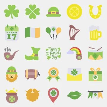 Icon set of st patricks day. St. Patrick's Day celebration elements. Icons .. Illustrazione stock