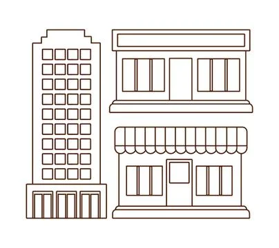 Icon set of stores design Ilustração Stock