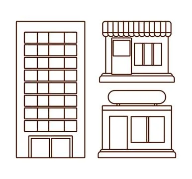 Icon set of stores design Ilustração Stock