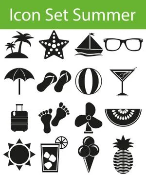Icon Set Summer Stock Illustration