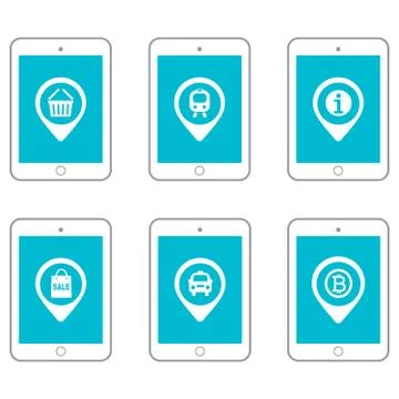 Icon set tablets and gadgets with touch-screen display. Location set Stock-Illustration