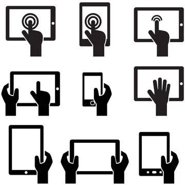 Icon set tablets and gadgets with touch screen Icon set tablets and gadget... Stockfoto's