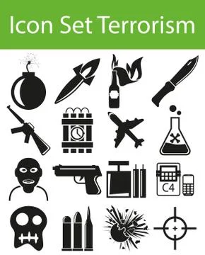 Icon Set Terrorism Stock Illustration
